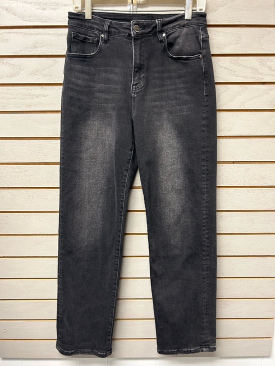 Risen Jeans Denim - High-Rise Black Straight Jeans for Women